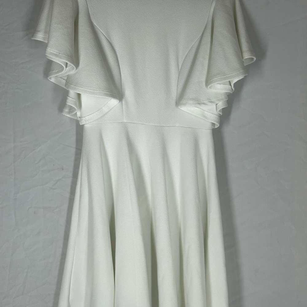 Elegant White Ruffle Sleeve Dress